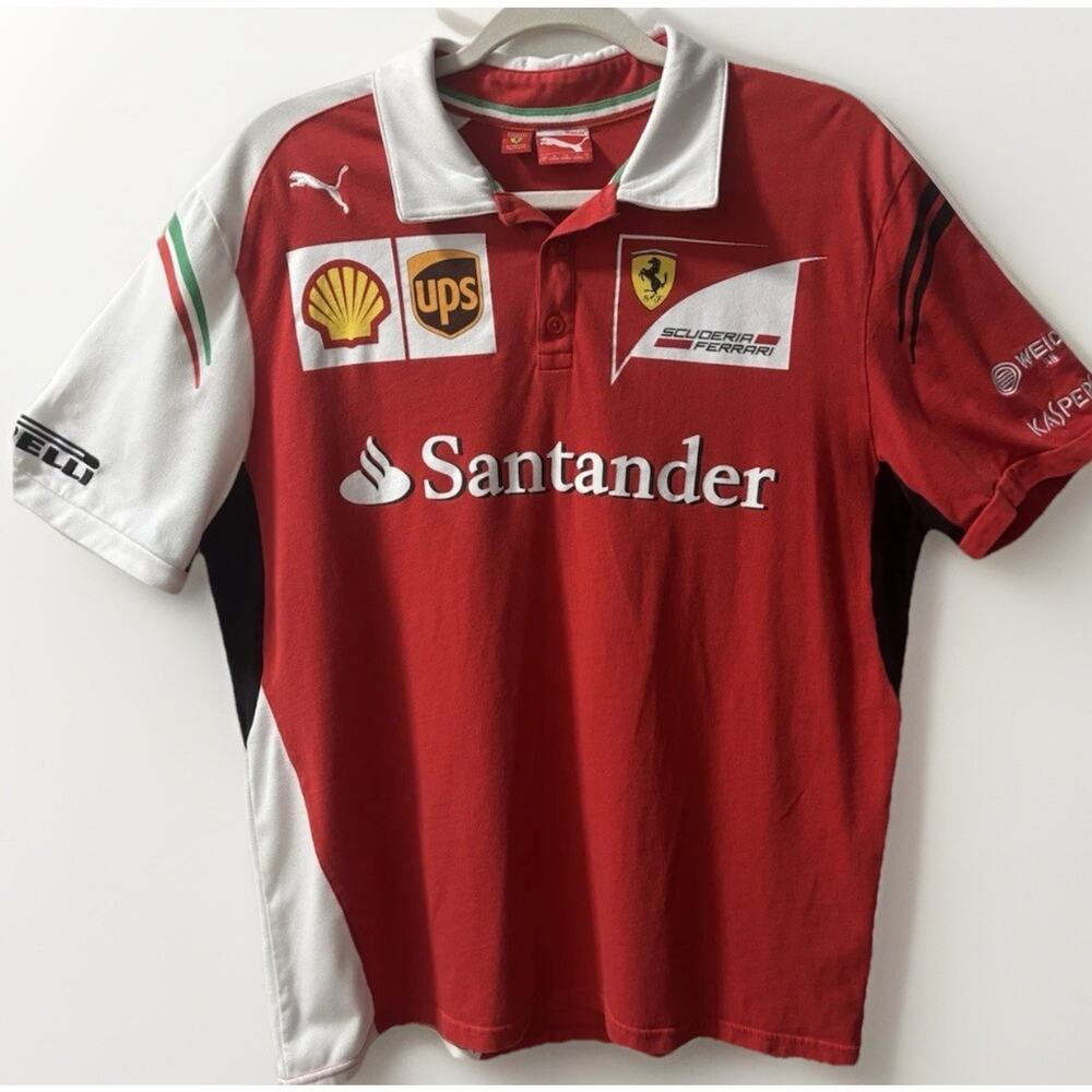 Ferrari Scuderia Team Polo Shirt Puma Official F1 Santander Shell UPS Sz L